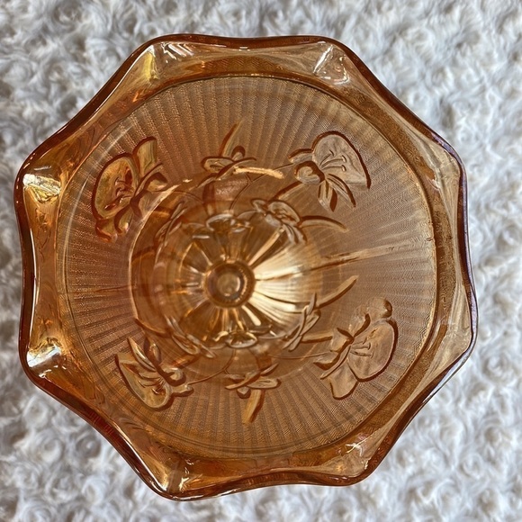 GORGEOUS~’JEANETTE MARIGOLD’ ~CARNIVAL GLASS VASE~ART DECO RIBBING~1930’s~G21** - Picture 2 of 5